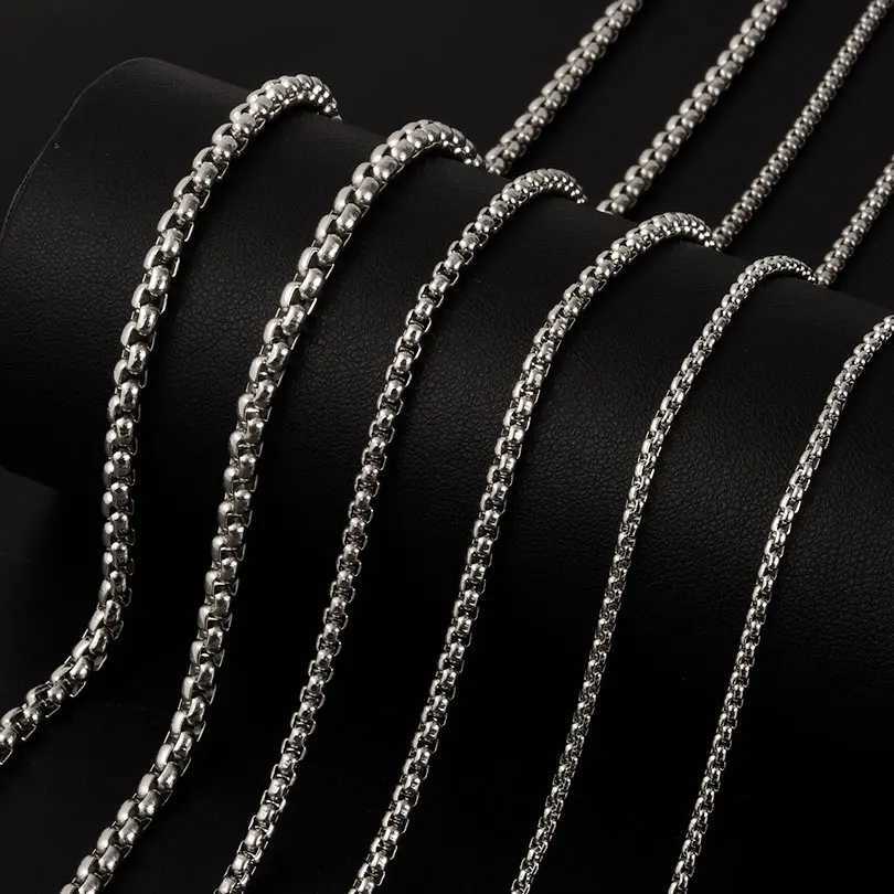Width 2/25/3/4mm Silver Color Stainless Steel Box Chain Necklaces For Women Men Accessories 45/50/60/70/90cm Necklaces JewelryXJ251104