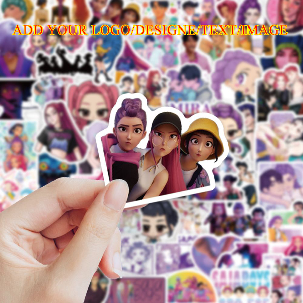 Custom 50-500pcs Kpop Demon Hunters Stickers for Water Bottle Waterproof Stickers for Laptop Skateboard Phone Guitar Travel Case Bike Notebook Helmet Stickers