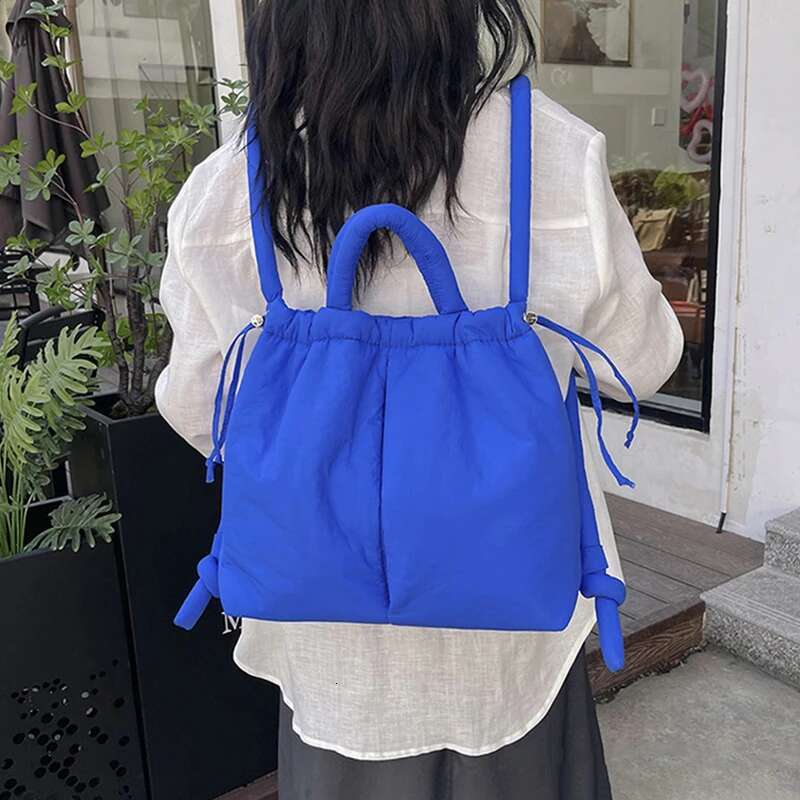 Casual Large Capacity Puffer Tote Bag Designer Padded Nylon Women Handbags Knotted Strap Shouder Crossbody Bags Warm Sac 2025