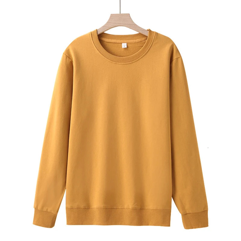 Round Neck Hoodie Loose Solid Color Spring Autumn Winter Men And womens Plush Thick Versatile Top Sweatshirts Pullover 250321