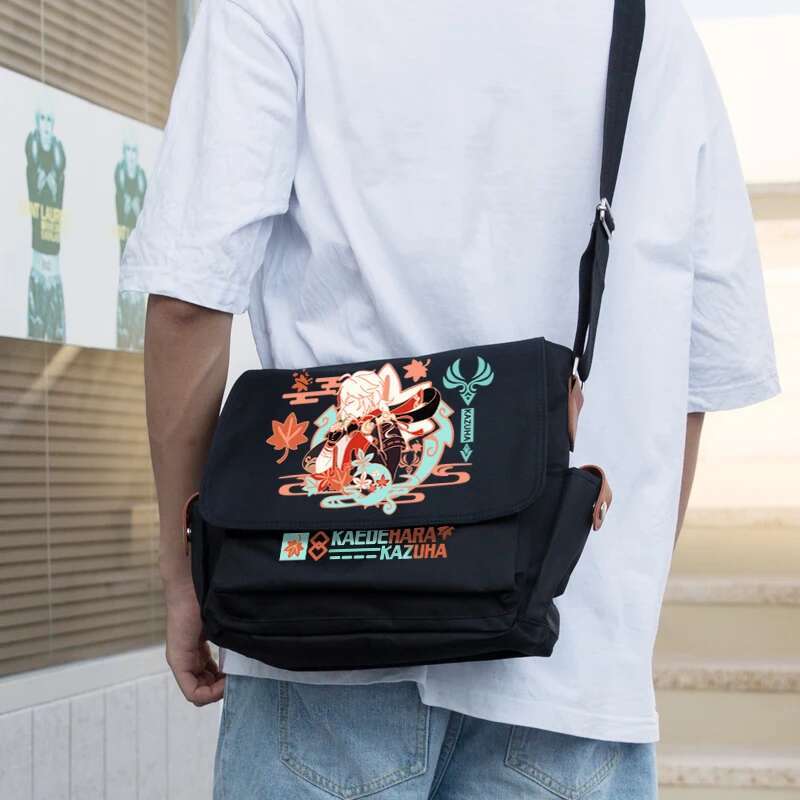 Genshin Impact Anime Kazuha Zhong Li Handbag Shoulder Fashion Crossbody Messenger Student Bag Cartoon Travel Shopping Book