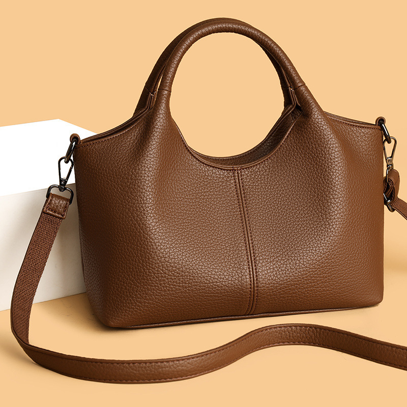 Cross-Border Foreign Trade Textured Soft Leather Women's Handbag 2025 New Lightweight Commuter Large Capacity Single Shoulder Crossbody Bag Trend