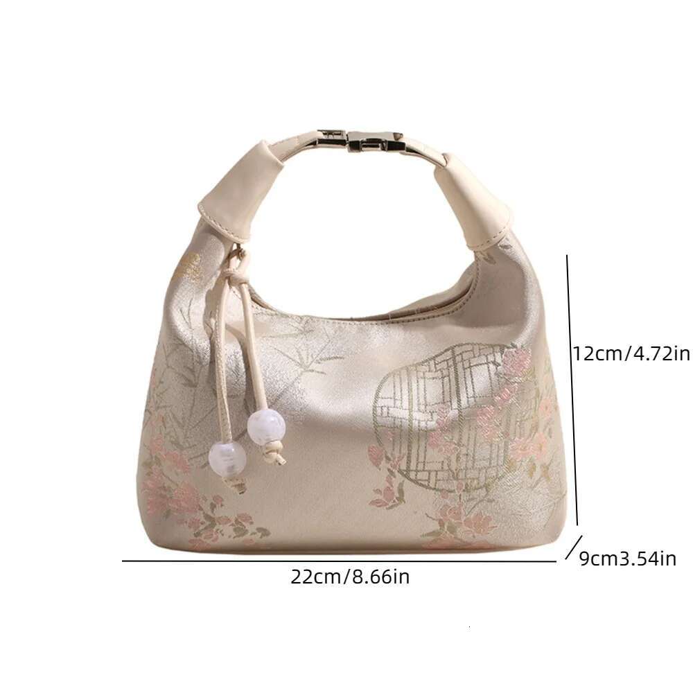 4-color embroidery Chinese tote bag Zipper canvas pea purse Adjustable cheongsam bag shoulder bag Leather bag