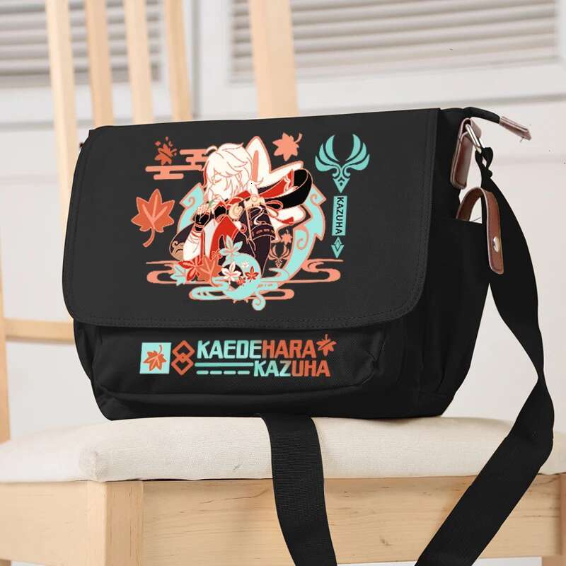 Genshin Impact Anime Kazuha Zhong Li Handbag Shoulder Fashion Crossbody Messenger Student Bag Cartoon Travel Shopping Book