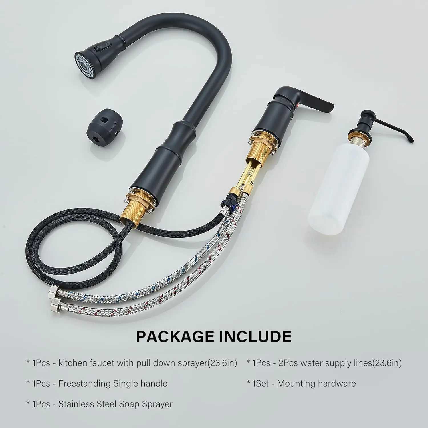 Kitchen Sink Faucet3 Hole Kitchen Faucets with Pl Down SprayerKitchen Faucets with Soap Dispenser Oantron 2 Hole High Arc Y251104