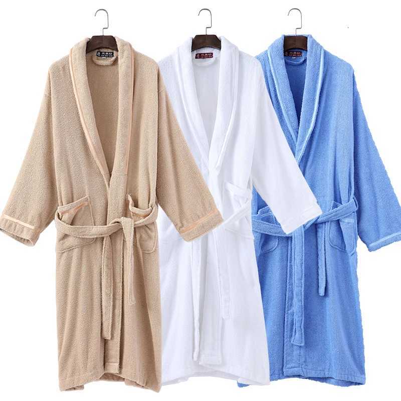 Summer Cotton Bathrbe women men winter towel Pajamas white Night Gown Robe kimono robe Home Dressing Gowns soft warm thicken C251104
