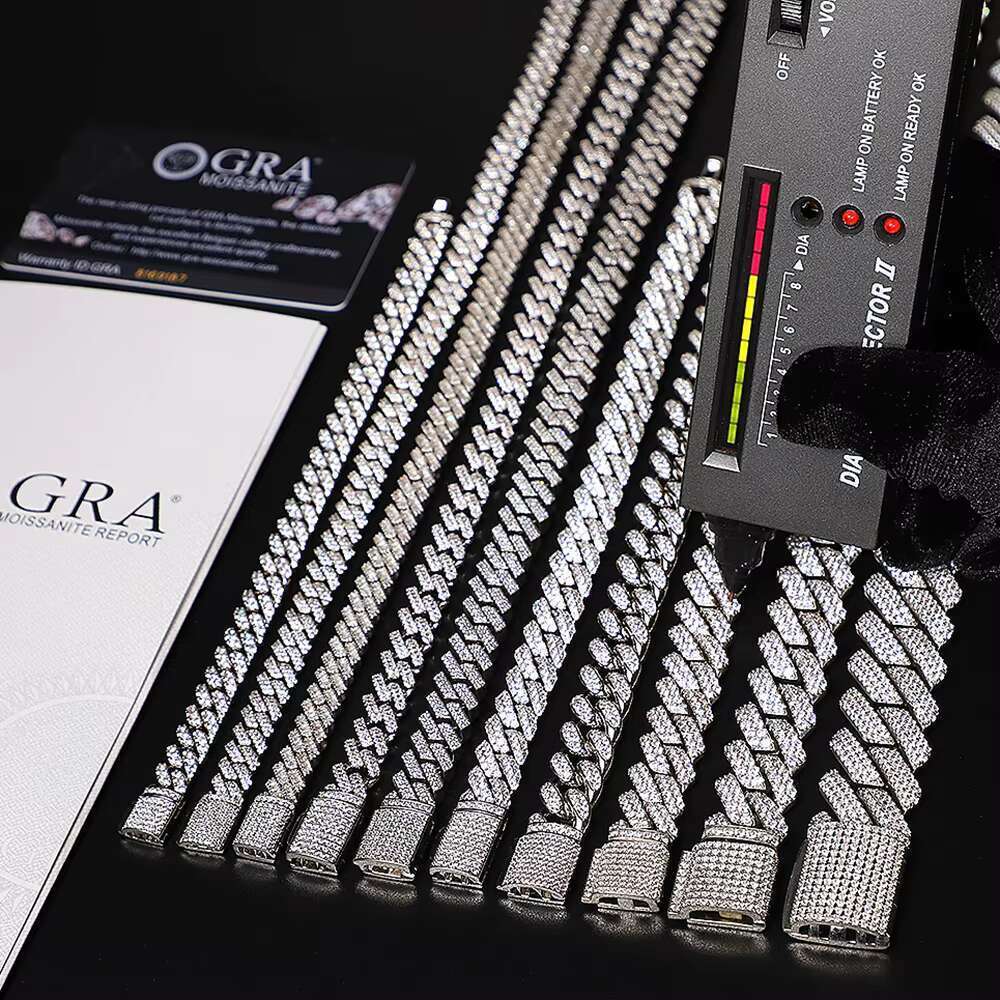 Pass Dia Test Hip Hop Jewelry Vvs Stone Shiny 2row 3row 4row Men Sterg Sier Necklace Moissanite Cuban k Chain