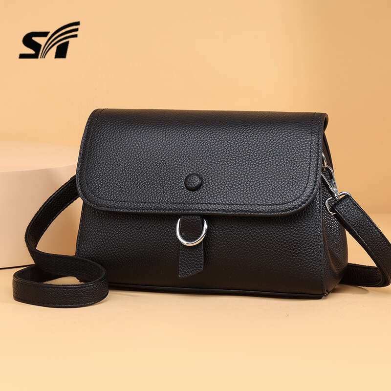 Fashionable small square baotou layer cowhide light luxury high-end genuine leather women's simple and versatile crossbody shoulder bag