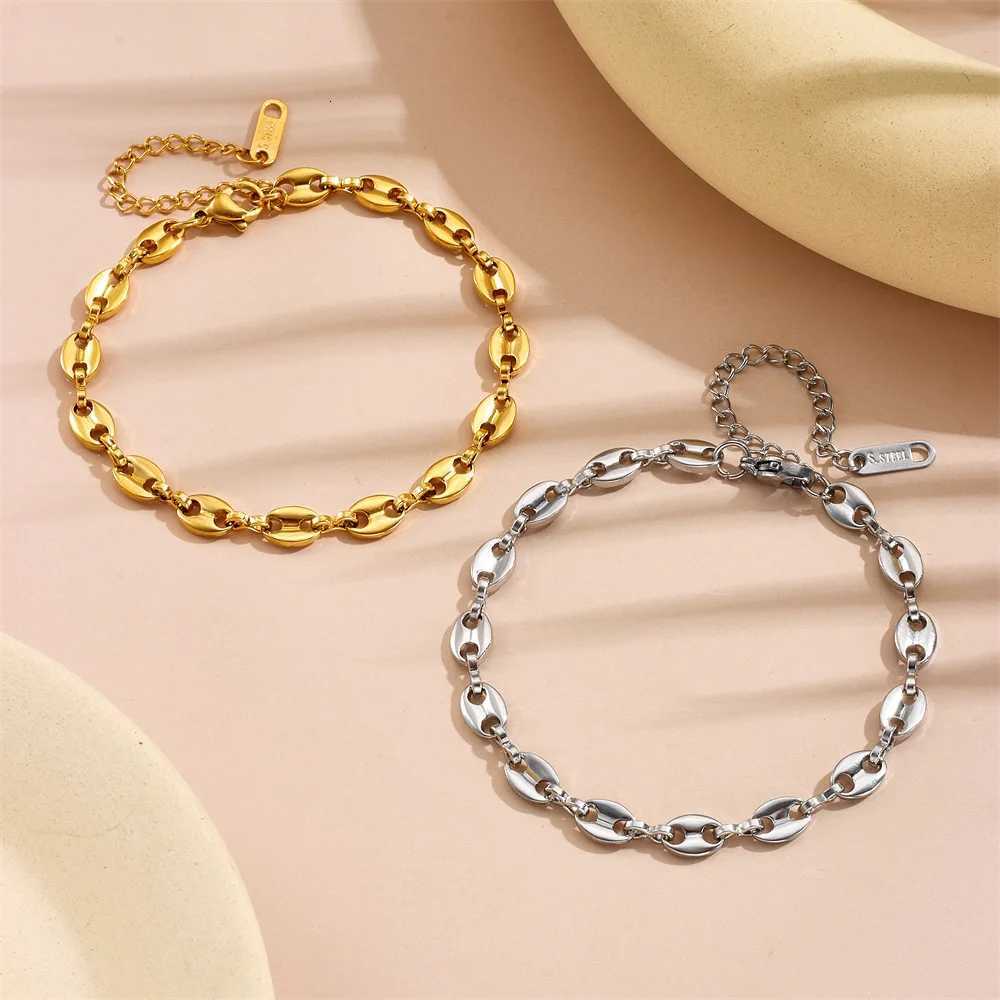 316L Stainless steel coffee bean Chain Necklace Cute pig nose chain bracelet Punk Hip Hop DIY jewelry Handmade necklaceXJ251104