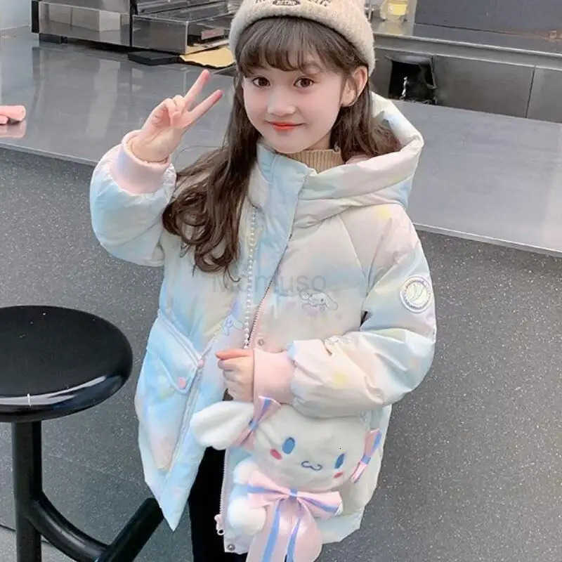 Sanrio Hot Cinnamoroll Kids Cartoon Cotton Coat Girls Kawaii Leisure Outdoor Jacket Thick Warm Winter Clothes Girls Gift New H251104