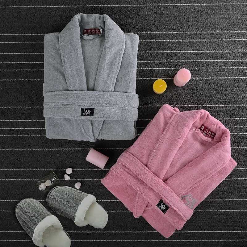 Men Bathrobe 100 Cotton Winter Thick Warm Soft Nightgown Male Fleece Solid Color Pockets Long Bath Robe Home Gown Sleepwear C251104