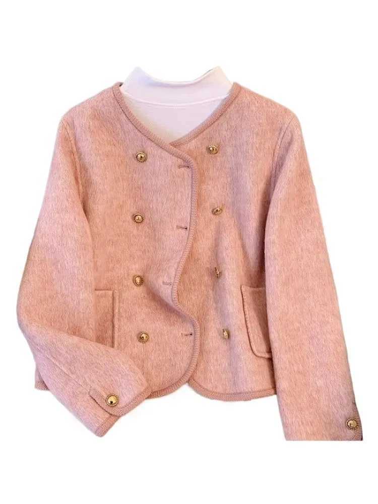 Female French Doublebreasted Coat 2025 Autumn and Winter New Xiaoxiangfeng Wool Woolen Coat Foreign Style Short Top Women J251103