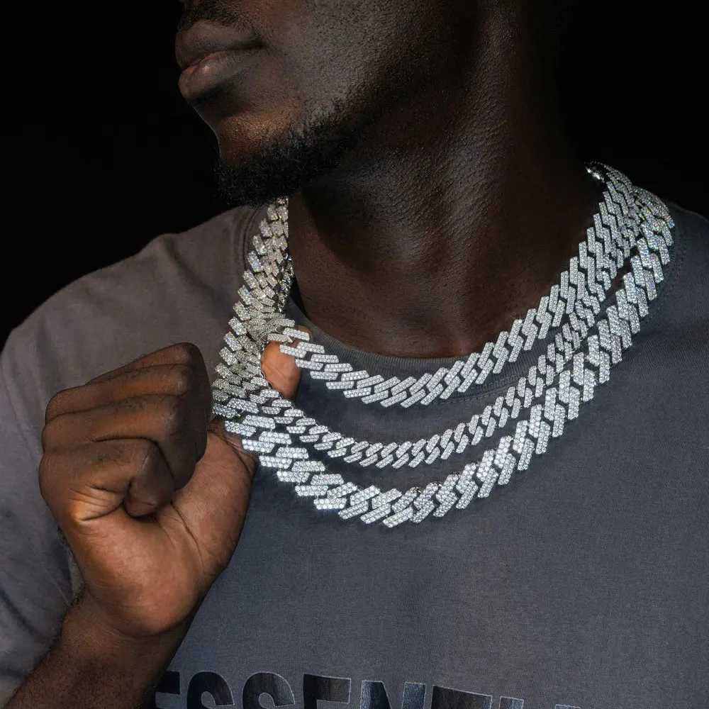 Iced Out 10-20mm Mens Miami Cuban Link Necklace Hip Hop CZ Cubic Zirconia Bling Prong Cuban ChainXJ251104