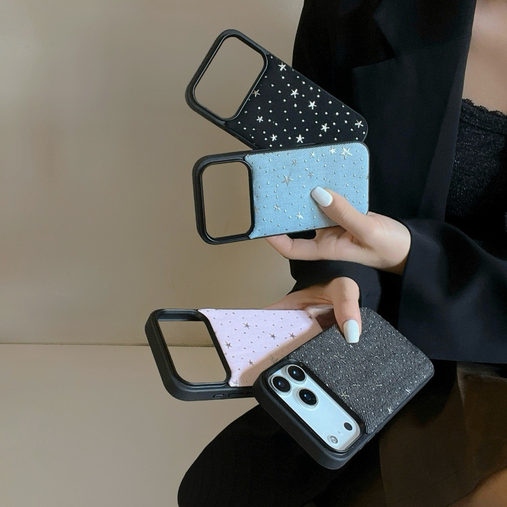 Silver Star Solid Color Phone Case Compatible with iPhone 17/16 Pro Anti-drop iPhone 15/14 Niche Style