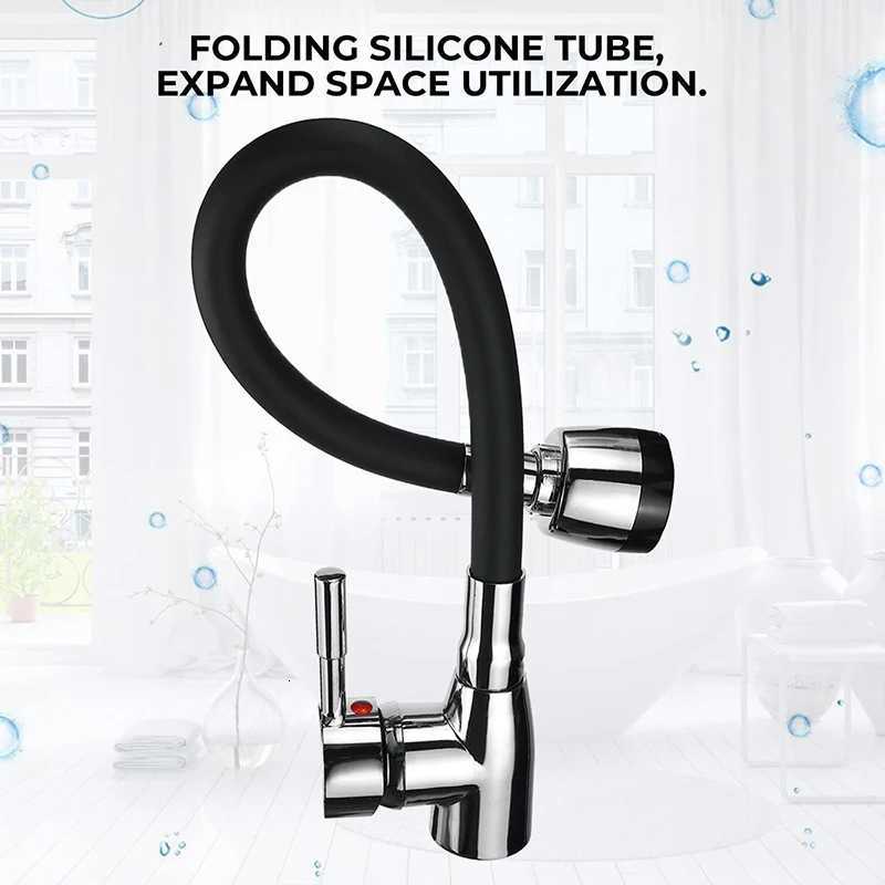 360Rotating ible Kitchen Basin Faucet Single Handle Polished Chre Black Cold and Hot Water Mixer Tap Torneira Deck Mounted Y251104