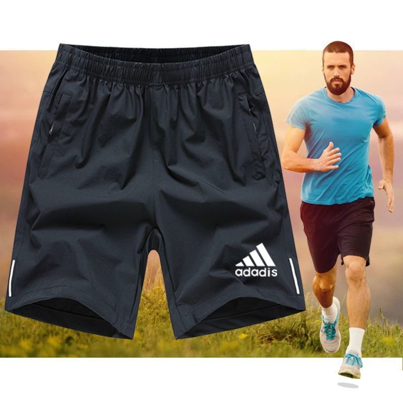 Sports casual shorts Men's summer wear ice silk quick drying five quarter pants loose plus size running fitness shorts men black gray blue