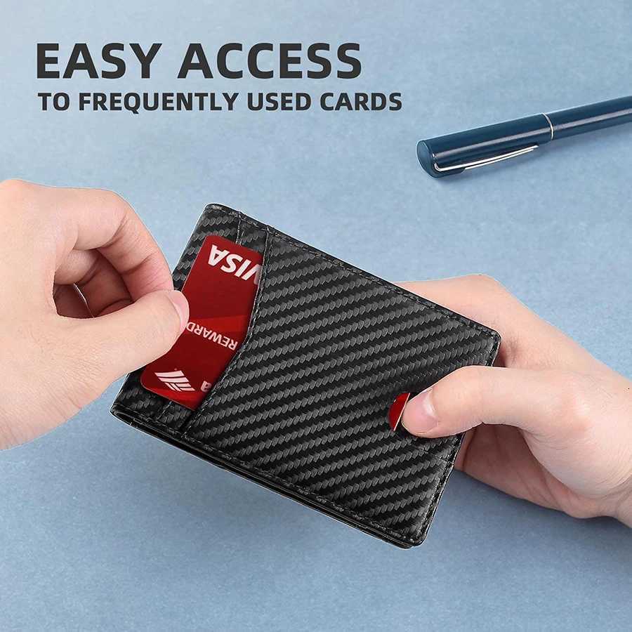 Rfid Carbon Fiber Airtag Men Wallets Credit Card Holder Wallet Purse Minimalist Wallet for Men Slim Black Wallet for Air TagT251104