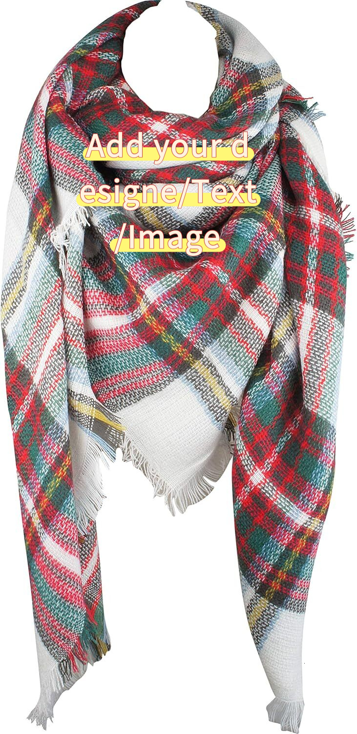 Custom Women's Fall Winter Scarf Classic Tassel Plaid Tartan Warm Soft Chunky Large Blanket Wrap Shawl Scarves Christmas gifts