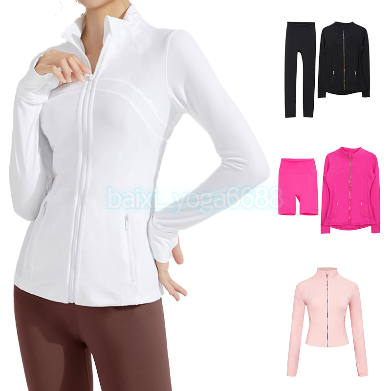 Women Yoga Jacket Define Workout Sport Coat Fitness gold zipper Jacket Sports Quick Dry Activeweat Top Solid Zip Up Sweatshirt Sportwear Hot Sell Sweatshirt