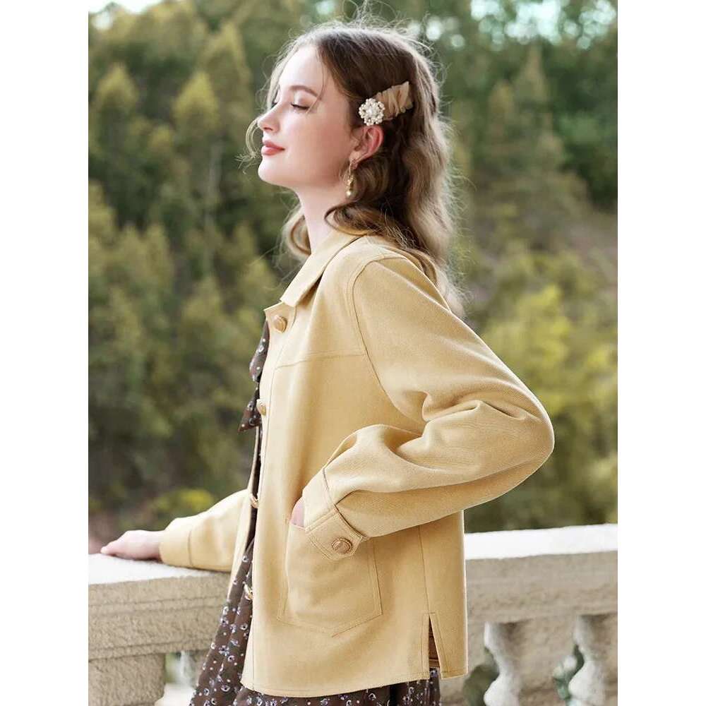 Ginger Small Fragrant Coats Female Autumn New Casual Lantern Sleeve Jackets For Women Outerwaer