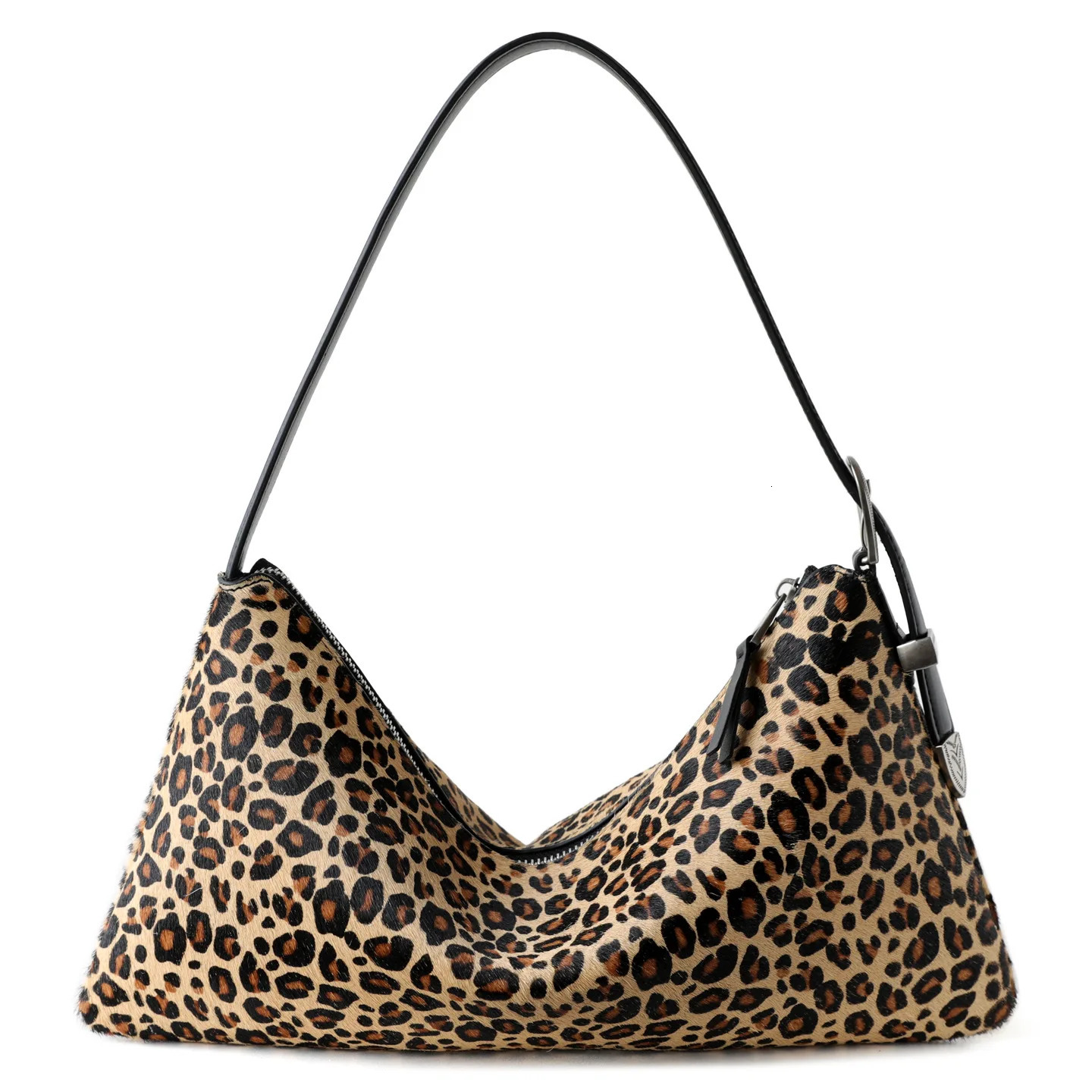 Unique Creativity Cow Print and Leopard Fur Armpit Shoulder Bag Thin Horsehair Leather Women Handbag 251029