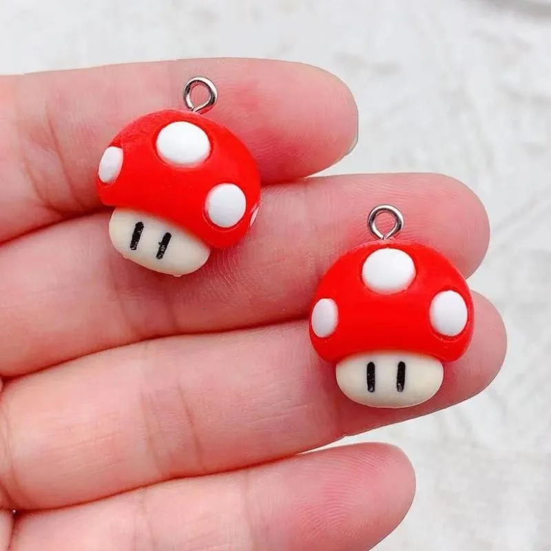 10 Fun Game Cartoon Mushroom Resin Charm Cute Flat Back Pendants for Earrings Bracelets Keychains DIY Jewelry Making 250325