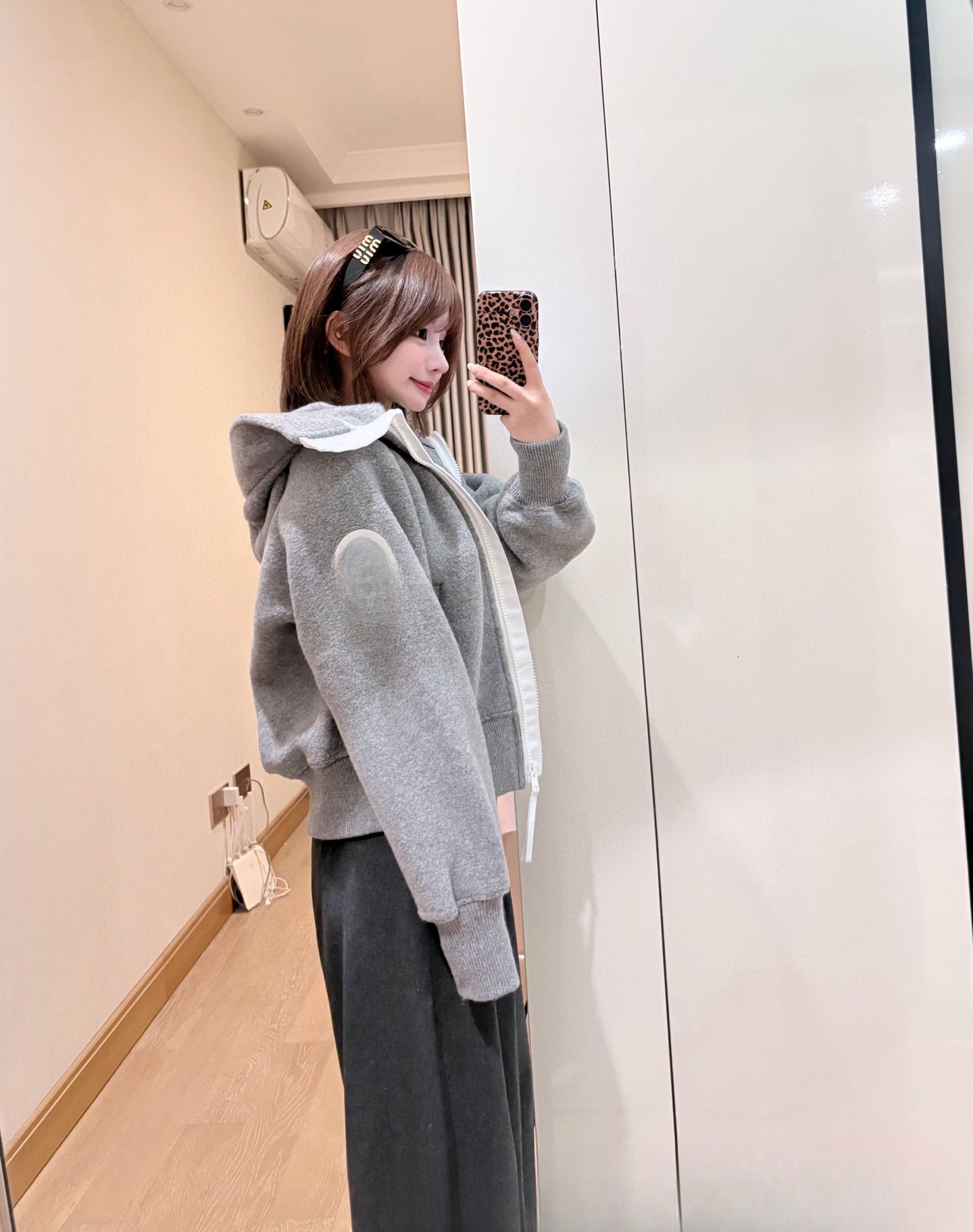 New Goose Home Hooded Wool Fleece Long Sleeve Pilot Jacket with Unisex Zipper