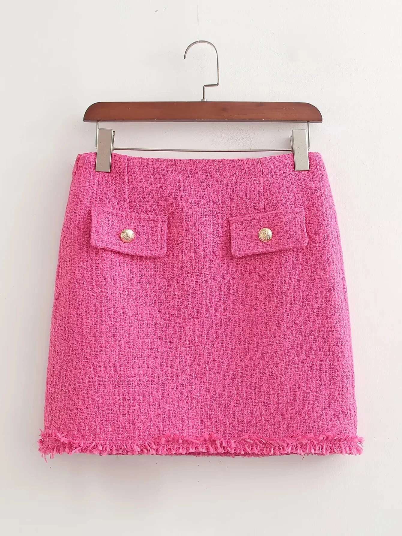 KAOPU ZA Women's Short Tweed Vest Women's High Waist Skirt Spring/Summer Set