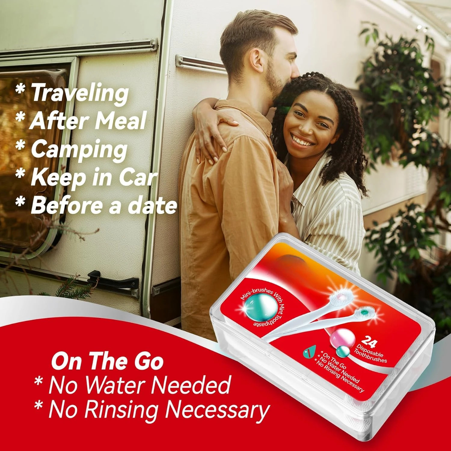 Mini disposable toothbrush with dental pads available for work or travel 24 units mixed flavors 1 pack 250325