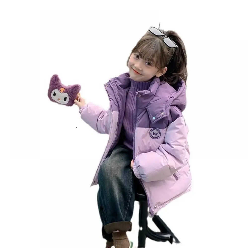 Sanrio Kuromi Girls Y2K Down Jacket Autumn Winter Child Thicken Coat Cotton Coat Kawaii Pie Overcome Childrens Clothing H251104