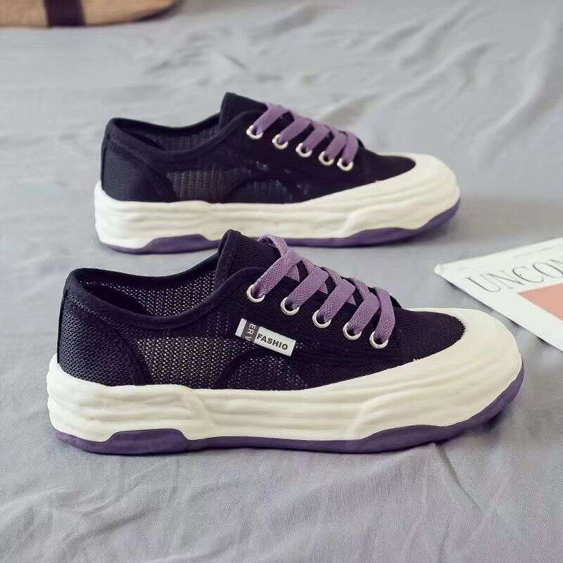 Board women's summer 2023 new thin breathable sports mesh with low cut toe caps, fashionable and versatile casual shoes