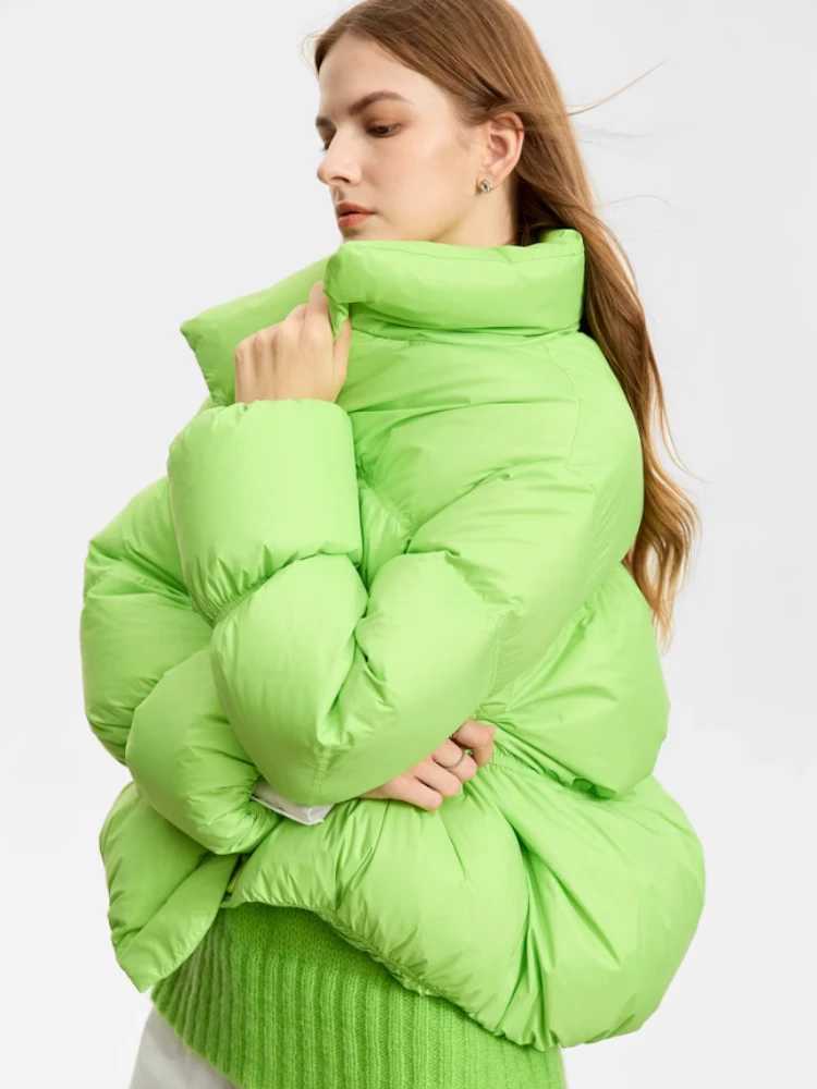 AMII Minimalist Womens Winter Down Jacket Zipper Button Warm Short Overcoats 2025 Winter New Female Solid Down Jacket 12344053 J251104