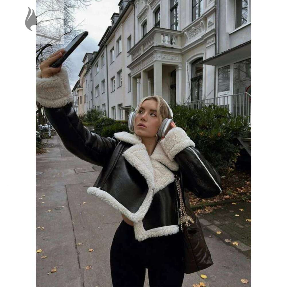 hoodie hoodie hoodie Suninheart Fashion Double Sided Short Jacket Women Warm Thick Lapel Lambswool Coat Autumn Winter Vintage Female Fleece Tops jacke