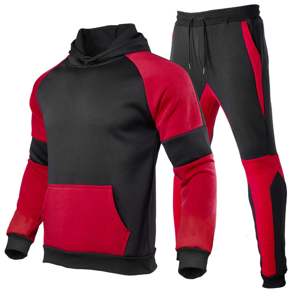 set for men and women, European size, blank color blocking splicing sportswear, running outdoor two-piece set, 2025 new casual versatile fashion cloth