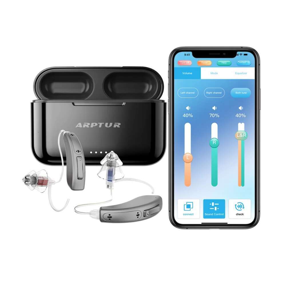 Bluetooth Hearing Aids for Seniors Rechargeable with Noise Cancelg APP Control Self-Fitting Wireless Music Stream Hand-free
