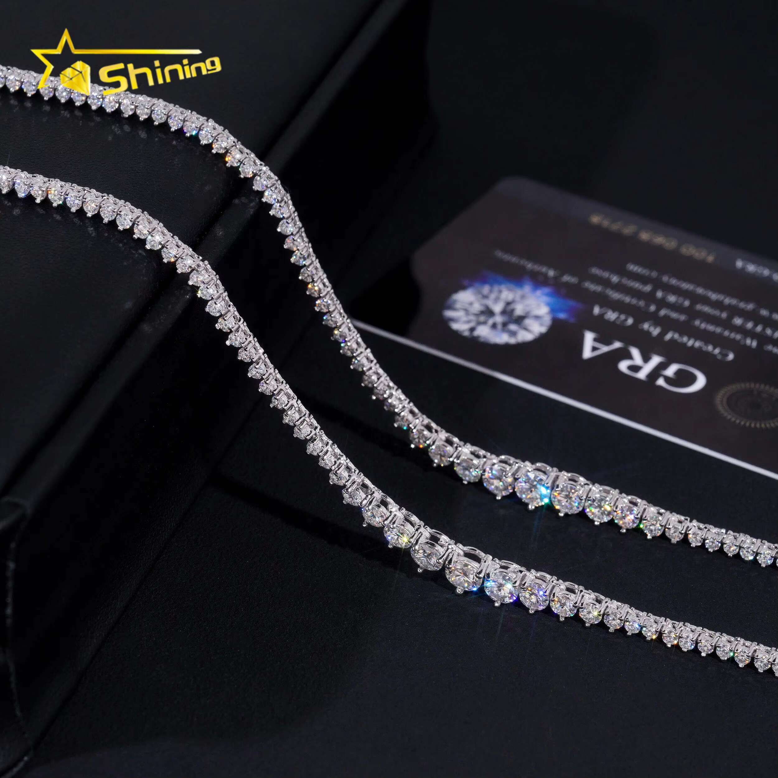Wholesale Price Necklace Silver 925 Vvs Moissanite Diamond Hip Hop Iced Out Jewelry Lab Diamond Tennis Chain