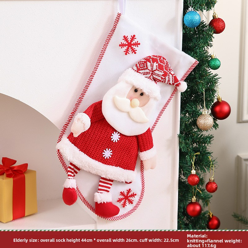 2-Pack Christmas Stocking Gift Bags Candy Gift Boxes Christmas Tree Ornaments Hanging Decorations with Santa Snowman and Reindeer Creative Hangers