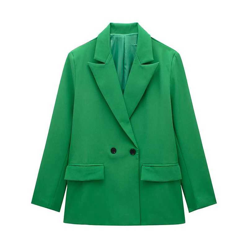 Willshela Women Fashion With Pockets Solid Double Breasted Blazer Vintage Long Sleeves Notched Neck Female Office Lady Outfits J2511031