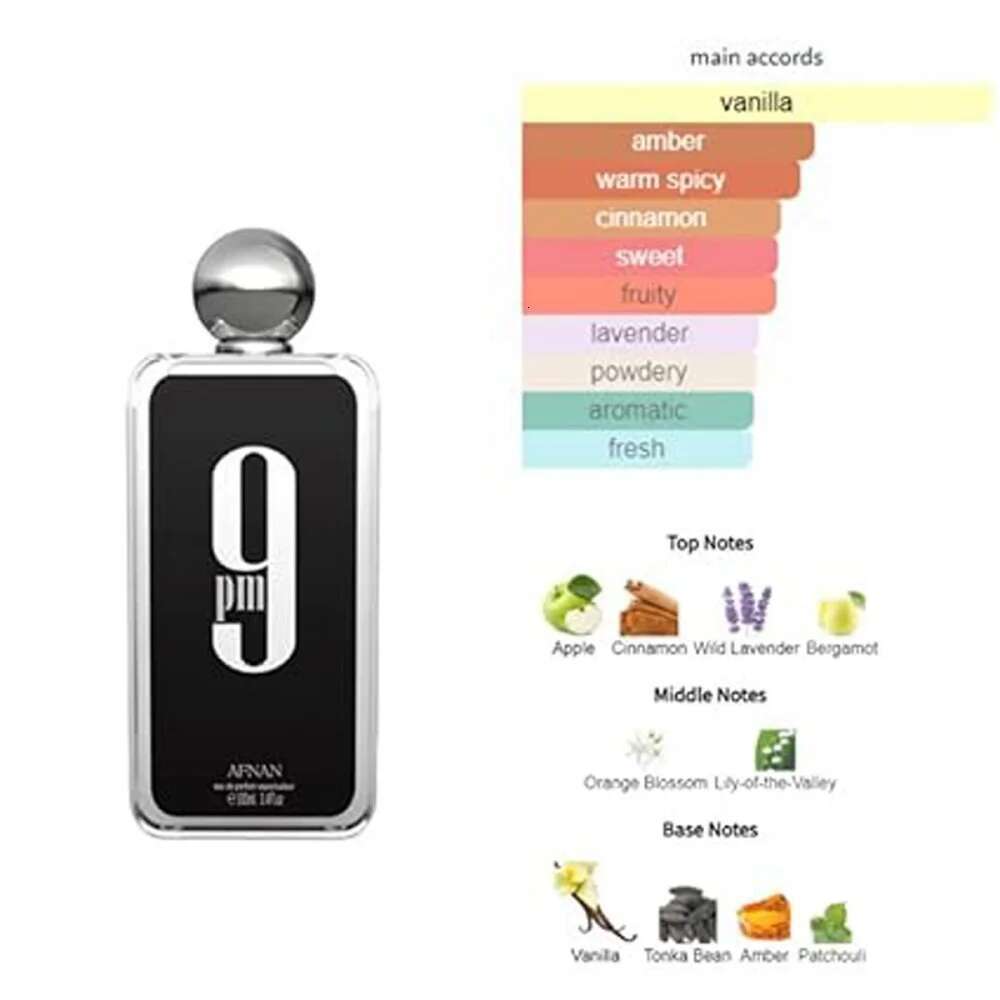 Afnan 9Pm Men's Cologne Eau De Parfum Spray 3.4 Oz Durable Perfume For Men And Women Long-Lasting Scent Premium Fragrance