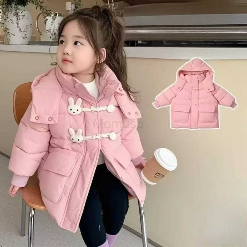 Sanrio 2025 Winter Fleece-Lined Thickened Cotton Coat for Toddler Kids Girls Stylish Warm Outdoor Jacket with Hood H251104