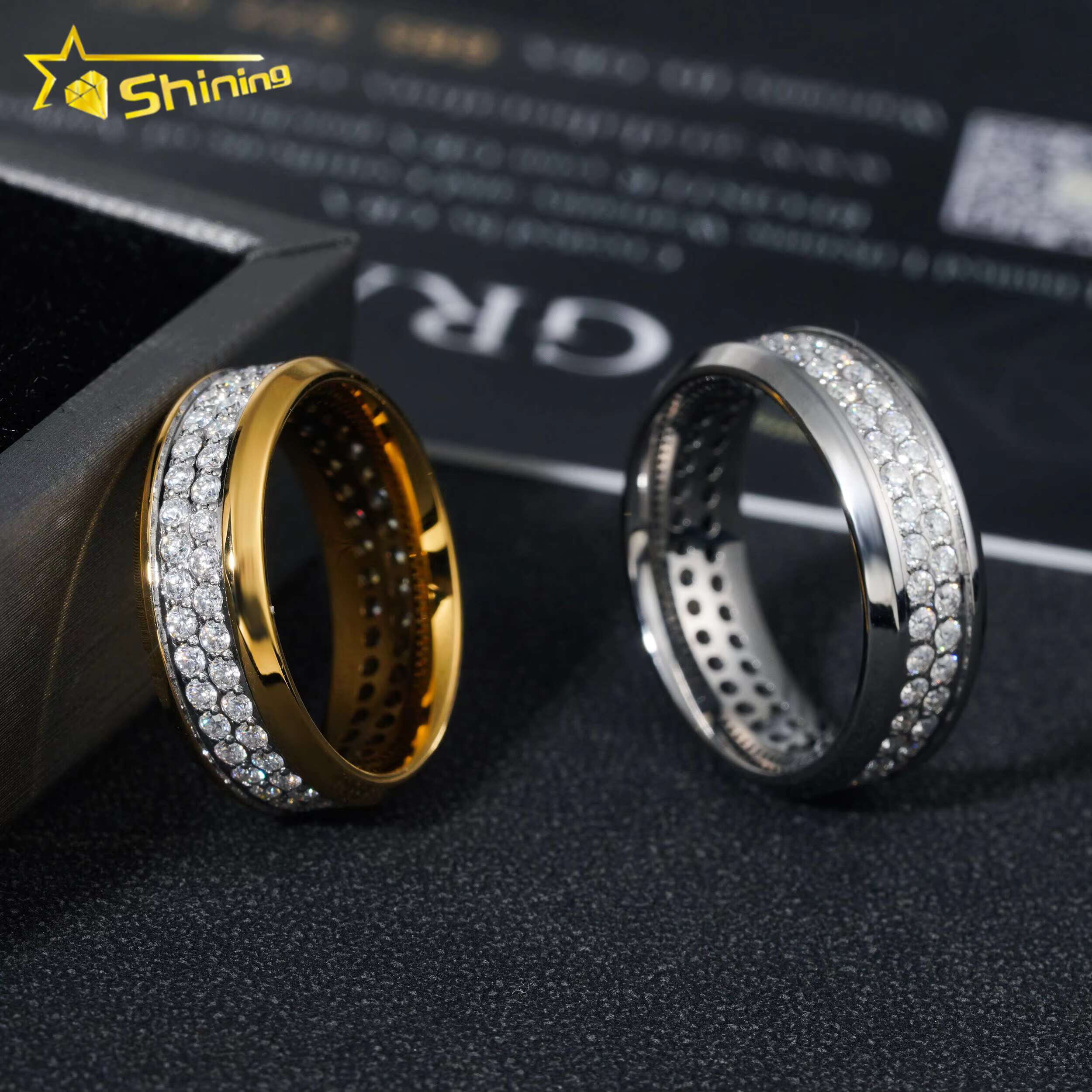 Cheaper Price Hip Hop Mens Jewelry Stainless Steel Fine Jewelry Gold Plated Moissanite Mens Ring