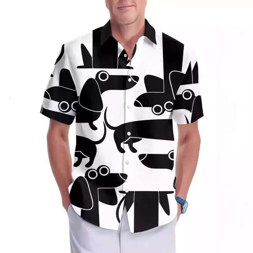 Summer plus size men's digital printed short sleeved shirt source manufacturer 2025 new casual versatile fashion clothing