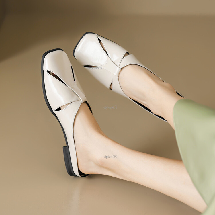 New Designer Sandals With Free Shipping Square Headed Baotou Half Slippers 2025 Summer Fashion Korean Edition French Hollow Breathable Women's Fl