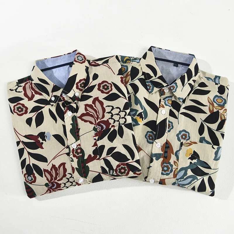 Men Street Fashion Summer Daily Shirt Hawaiian Cartoon Print Casual Shirts Short Sleeve Beach Loose Tops