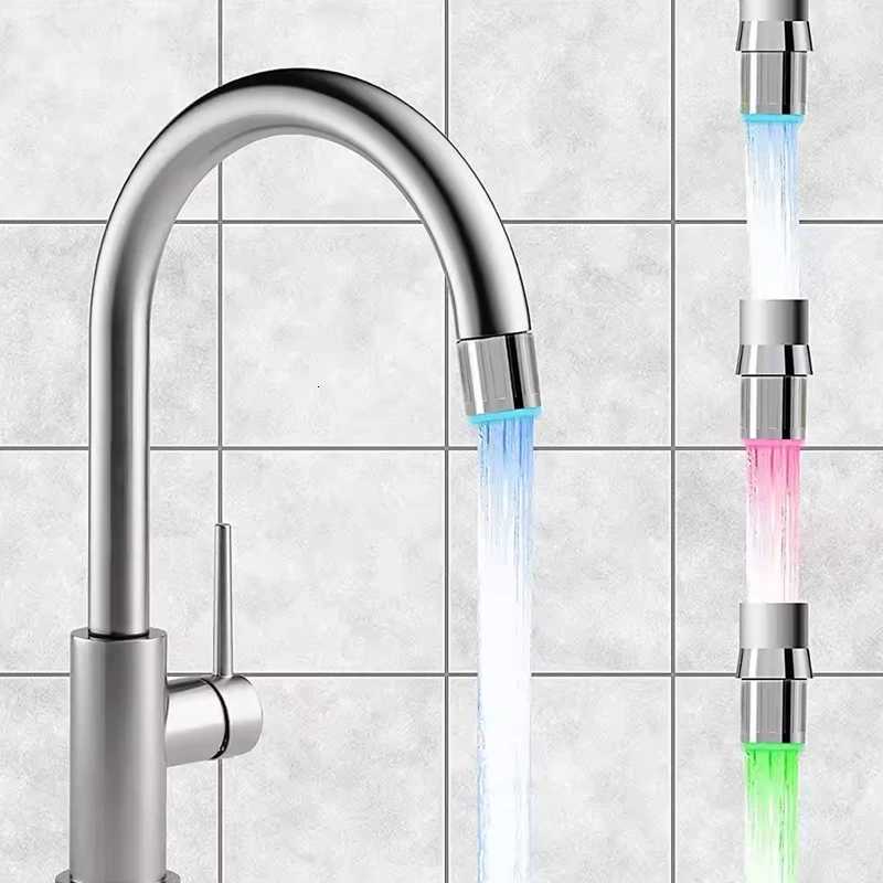 LED Temperature Sensitive Faucet Spout 3-Color Light-up Kitchen Faucet Colorf Aerator Decorate No Batteries Required Y251104