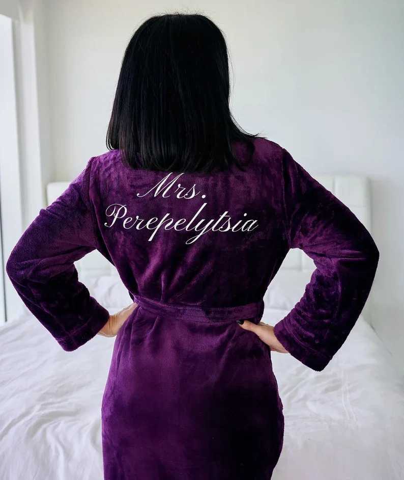 Bridal Personzed Bathrobes Wedding for Bride Custom Matching Bridesmaids Robes Cozy Terry Bathrobe Mrs Name Dressing Gown C251104