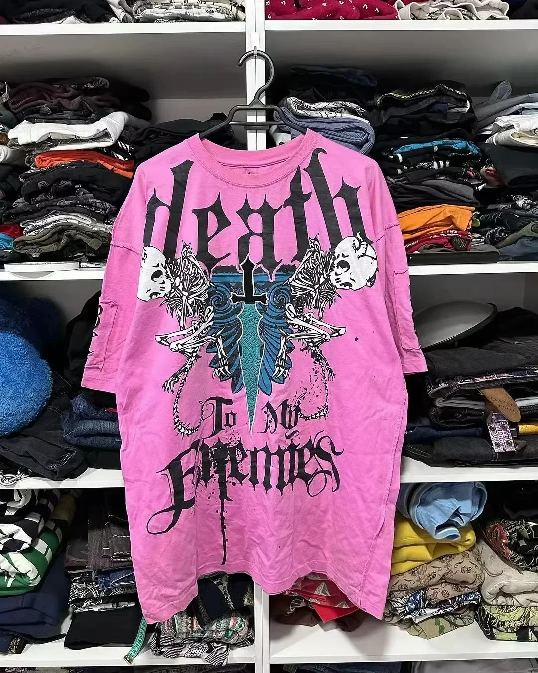 Y2k Pain Tshirt Hip Hop Skull Graphic Harajuku Super Large Mens Short Sleeve Gothic Street Clothing 250327