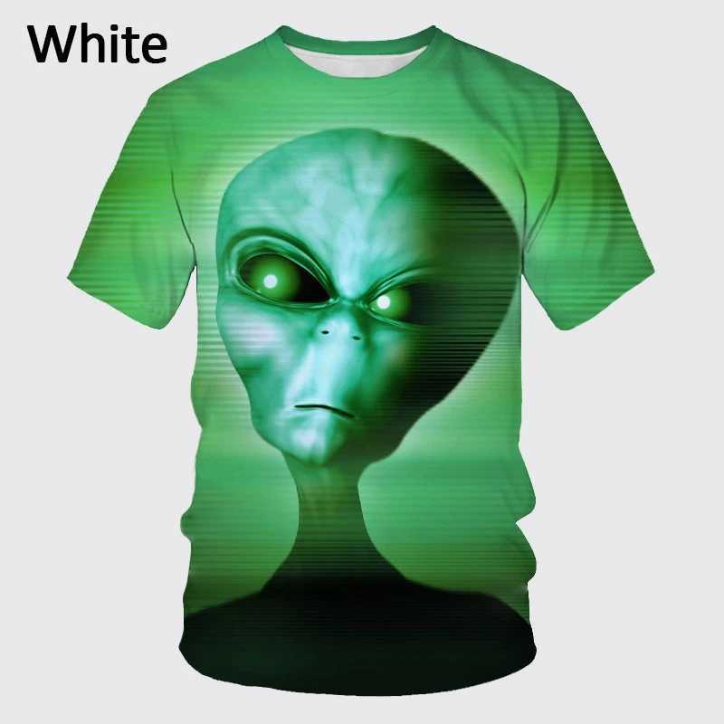 Interesting alien graphic mens T-shirt 3D UFO invader printed T-shirt fashionable womens clothing cool childrens T-shirt y2k short sleeved W250403