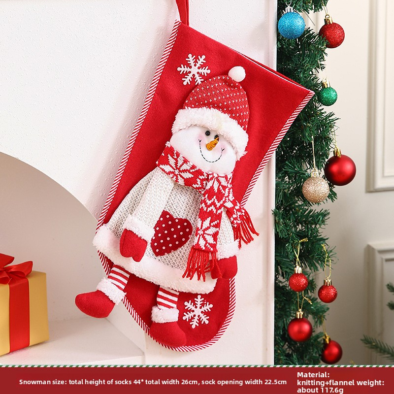 2-Pack Christmas Stocking Gift Bags Candy Gift Boxes Christmas Tree Ornaments Hanging Decorations with Santa Snowman and Reindeer Creative Hangers