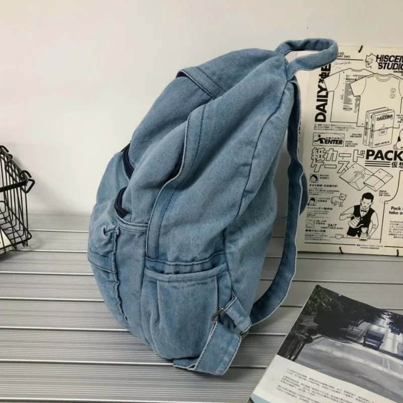 Gray Denim Backpack Womens Leisure Travel Outing Shoulder Bag Female Fashion Schoolbags Suitable For Boys And Girls y251104